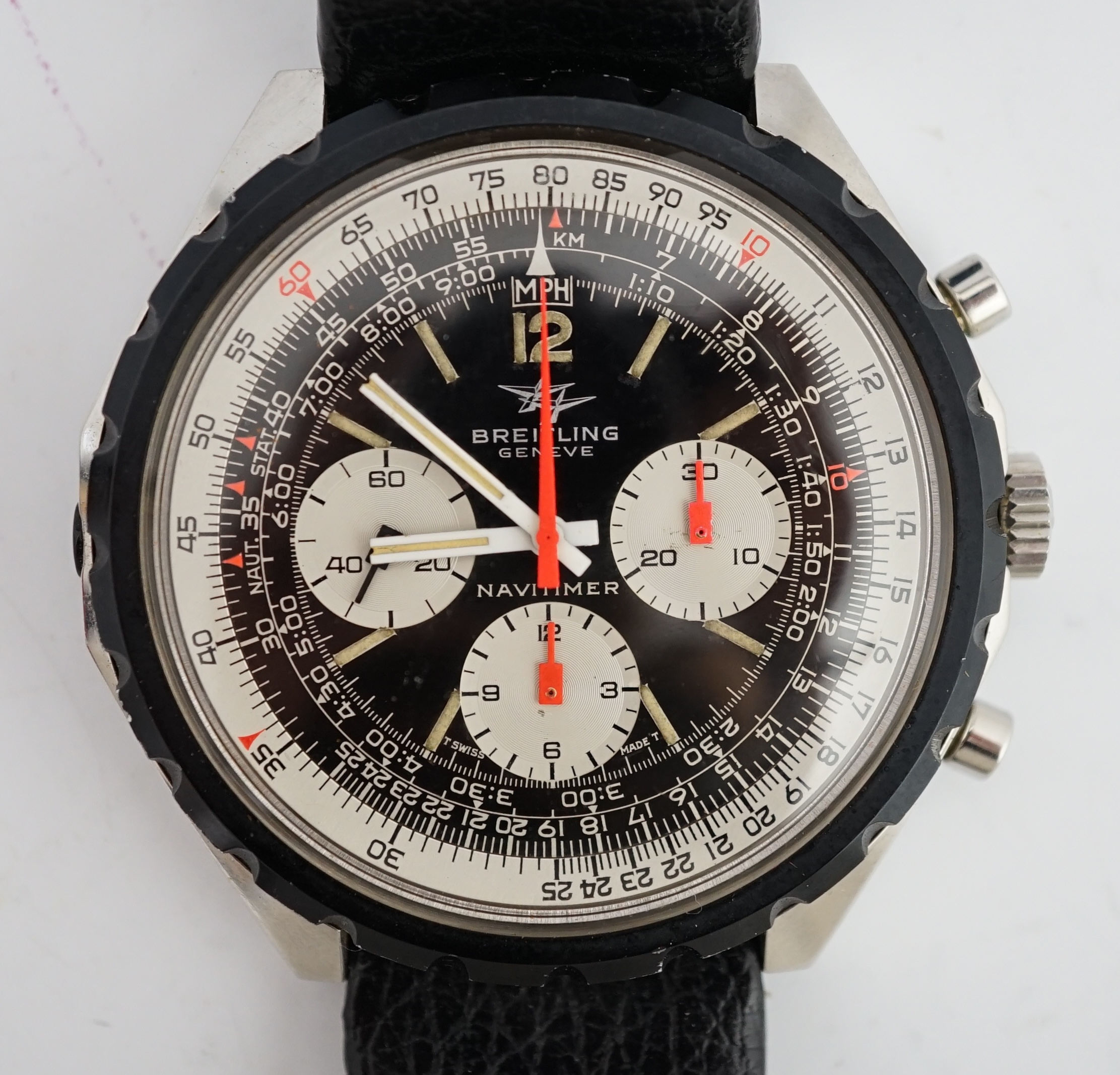 A gentleman's steel Breitling Navitimer manual wind wrist watch REF. 0816